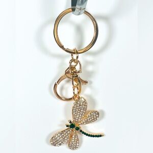 Gold Dragonfly Bag Charm Keychain